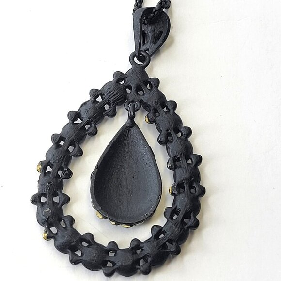 Crystal Teardrop Pendant Necklace Long Sweater Necklace - Picture 6 of 9